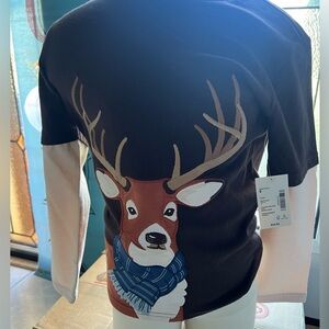 NWT Gymboree deer embroidered layered top. Size 6
